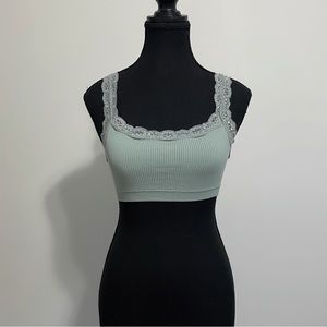 Garage Crop Top with Lace Neckline